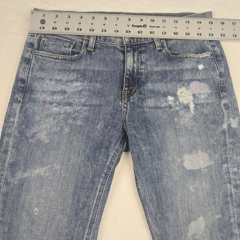 Fidelity Denim Jeans Womens 26 Axl Crop‎ Girlfriend Jean Painterly Distressed - Picture 5 of 11